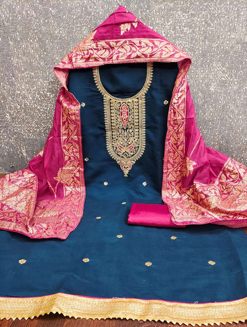 women solid with work unstitched suit set - 22244626 -  Standard Image - 2