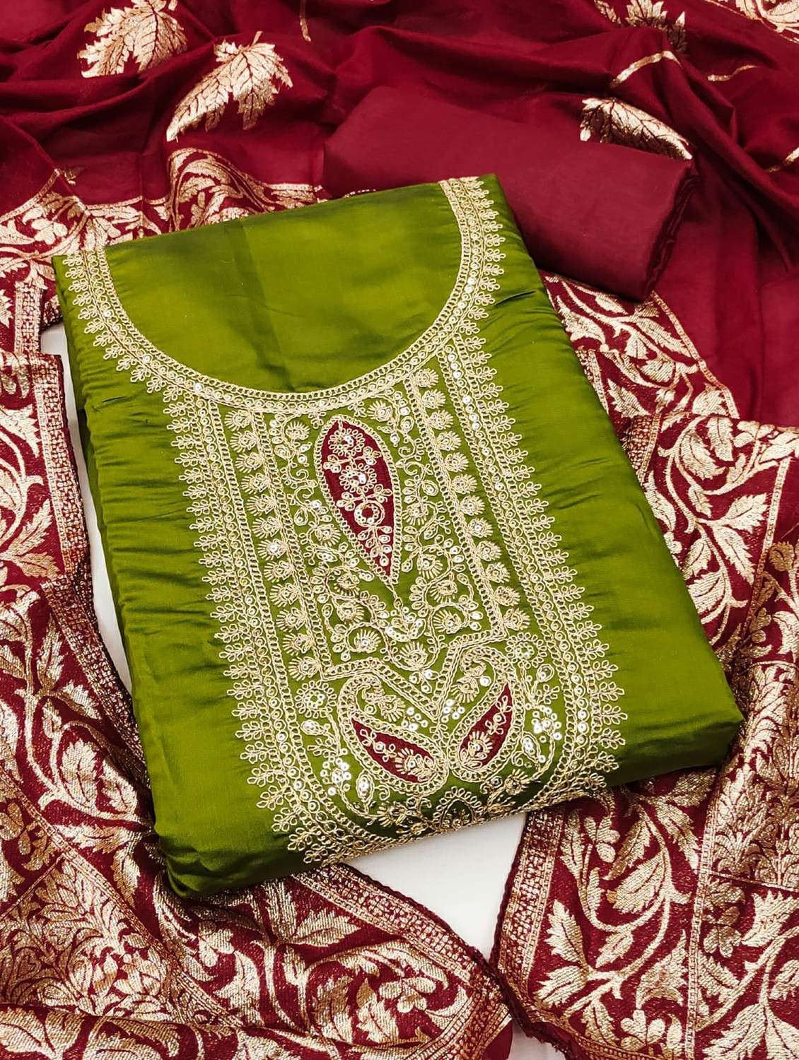 women solid with work unstitched suit set - 22244630 -  Standard Image - 2