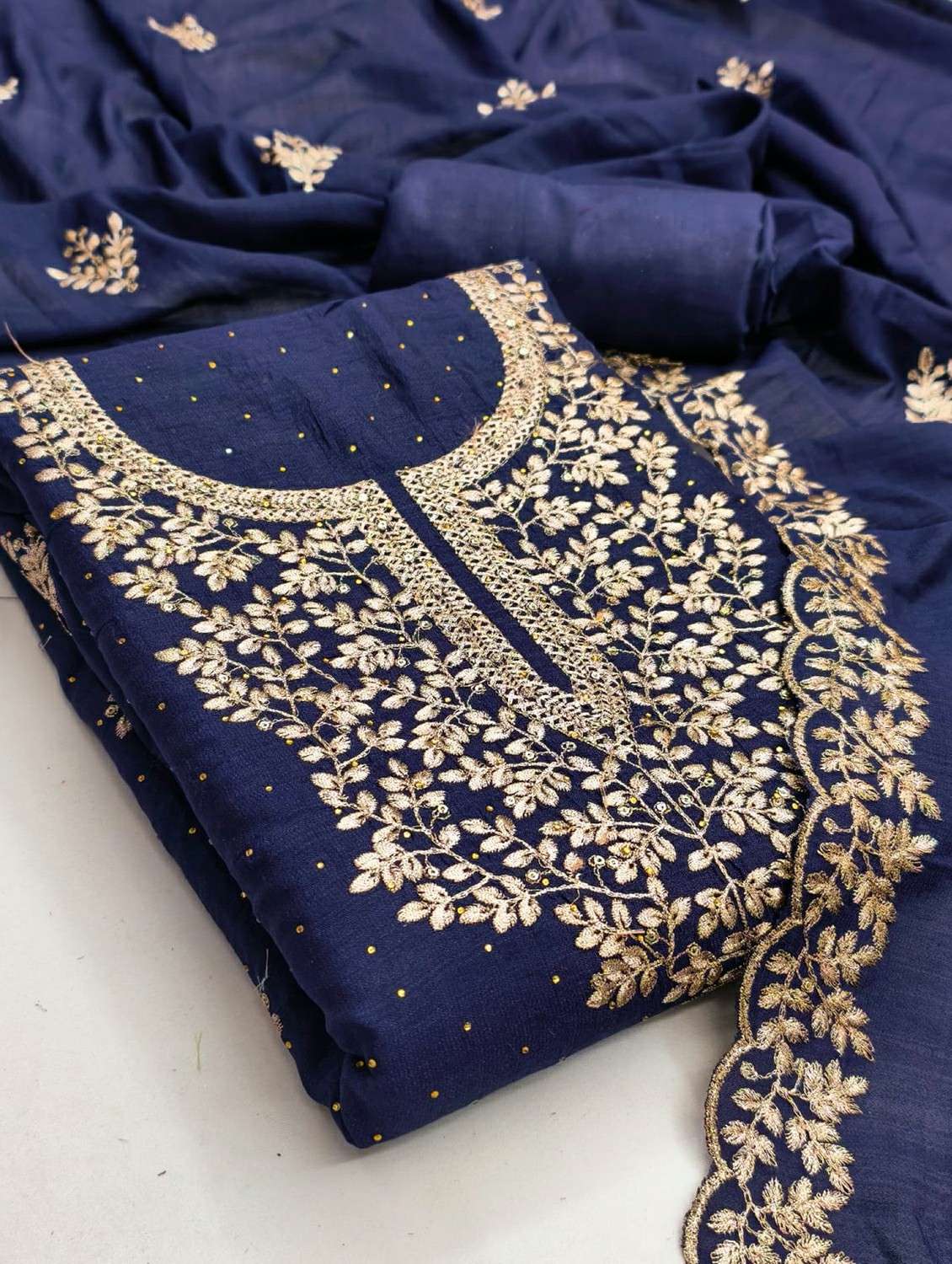 women solid with work unstitched suit set - 22245060 -  Standard Image - 2