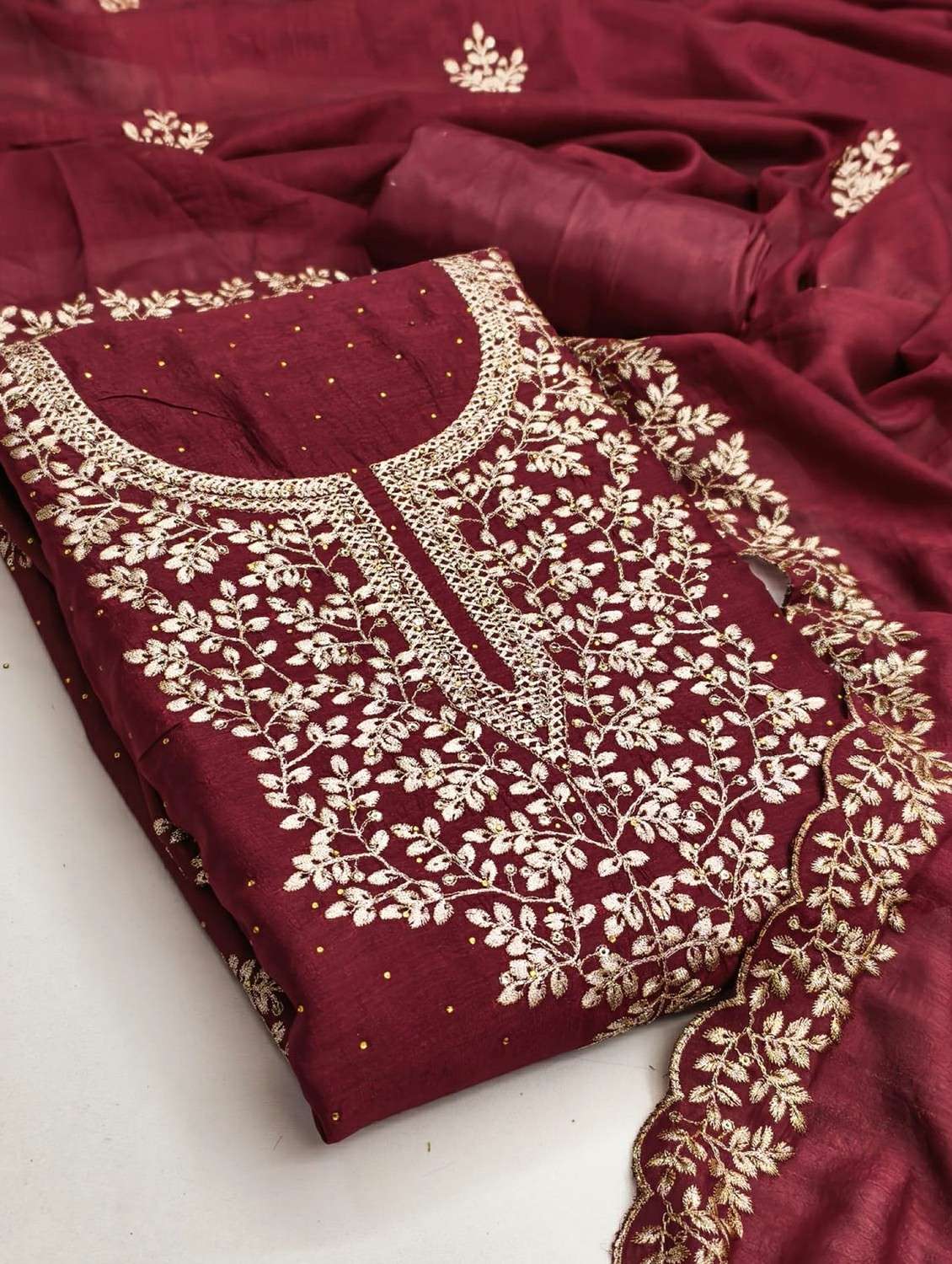 women solid with work unstitched suit set - 22245063 -  Standard Image - 2