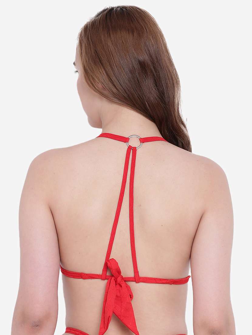 women solid halter neck plunge bra - 22245655 -  Standard Image - 2