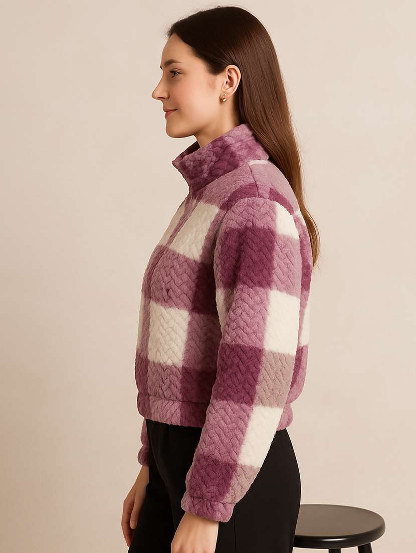 women checkered long sleeve sweatshirt - 22245715 -  Standard Image - 2