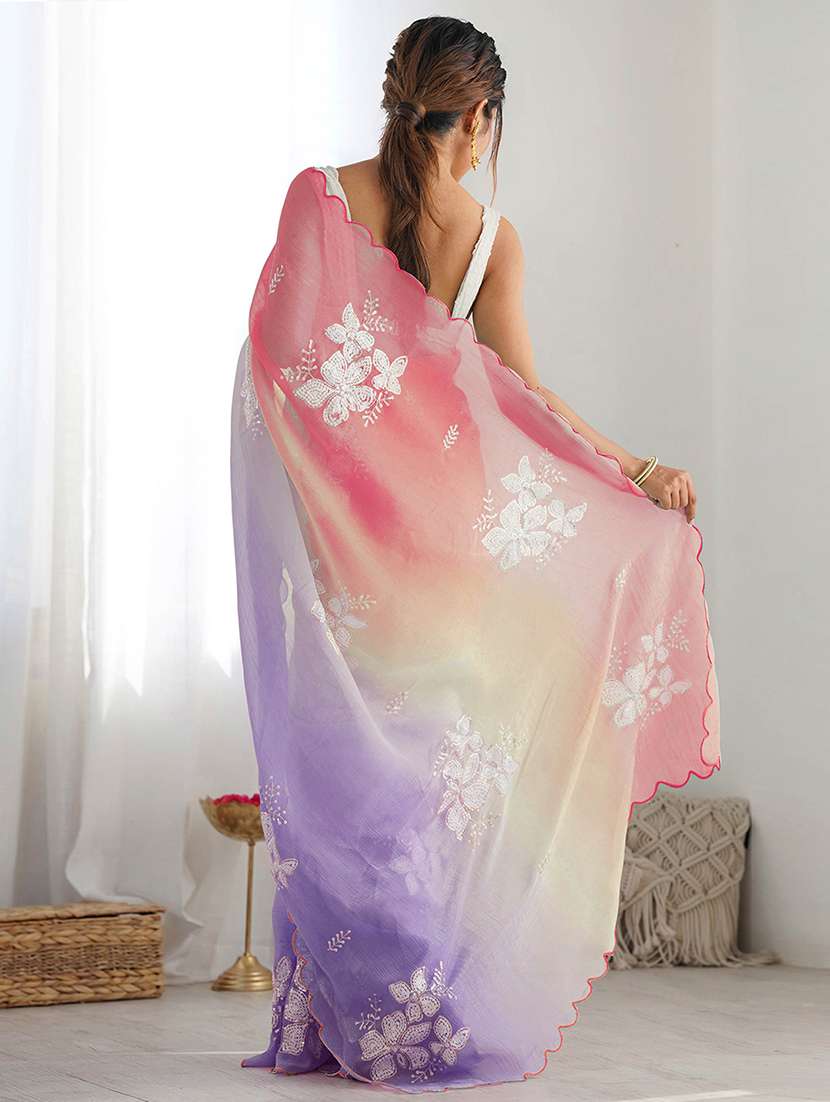 women ombre embellished saree with blouse - 22246105 -  Standard Image - 2