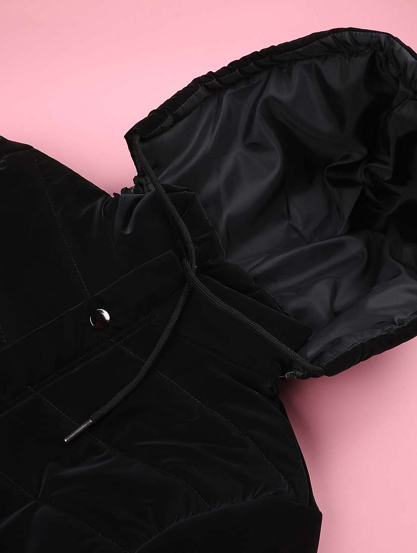 girls solid long sleeve hooded regular jacket - 22246174 -  Standard Image - 2