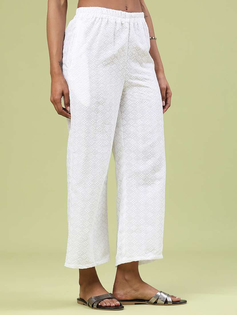 women solid with work mid rise straight palazzo - 22246287 -  Standard Image - 2