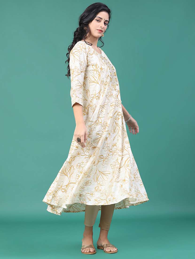 women floral three quarter sleeve kurta leggings set - 22246354 -  Standard Image - 2