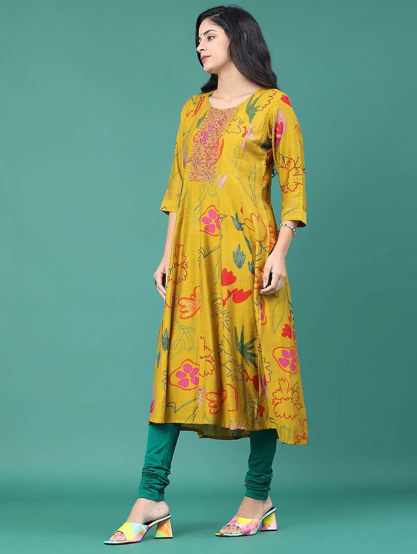 women floral three quarter sleeve kurta leggings set - 22246360 -  Standard Image - 2