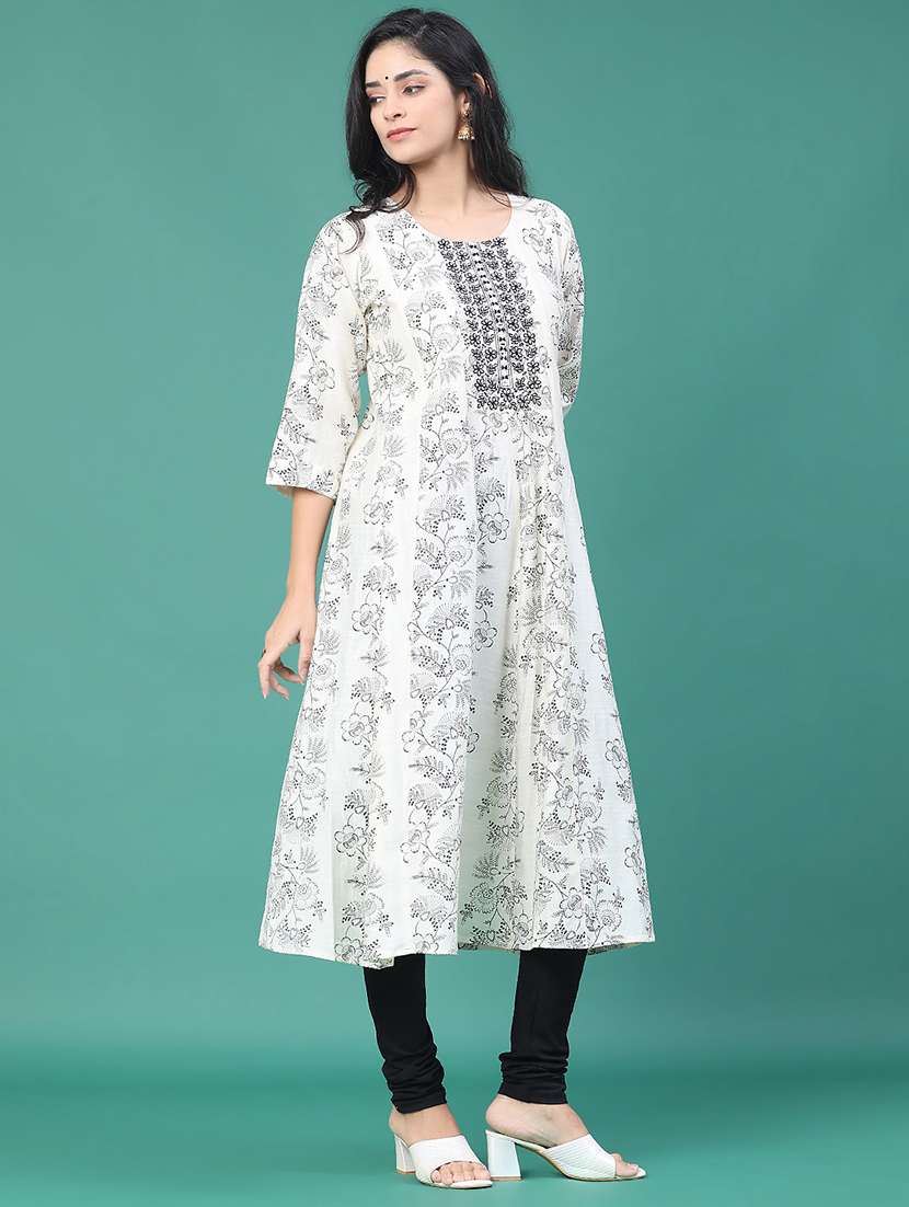 women floral printed three quarter sleeve kurta leggings set - 22246363 -  Standard Image - 2