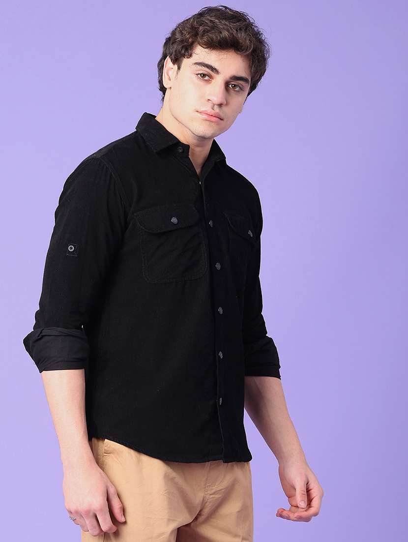men solid collared long sleeve shirt - 22246383 -  Standard Image - 2