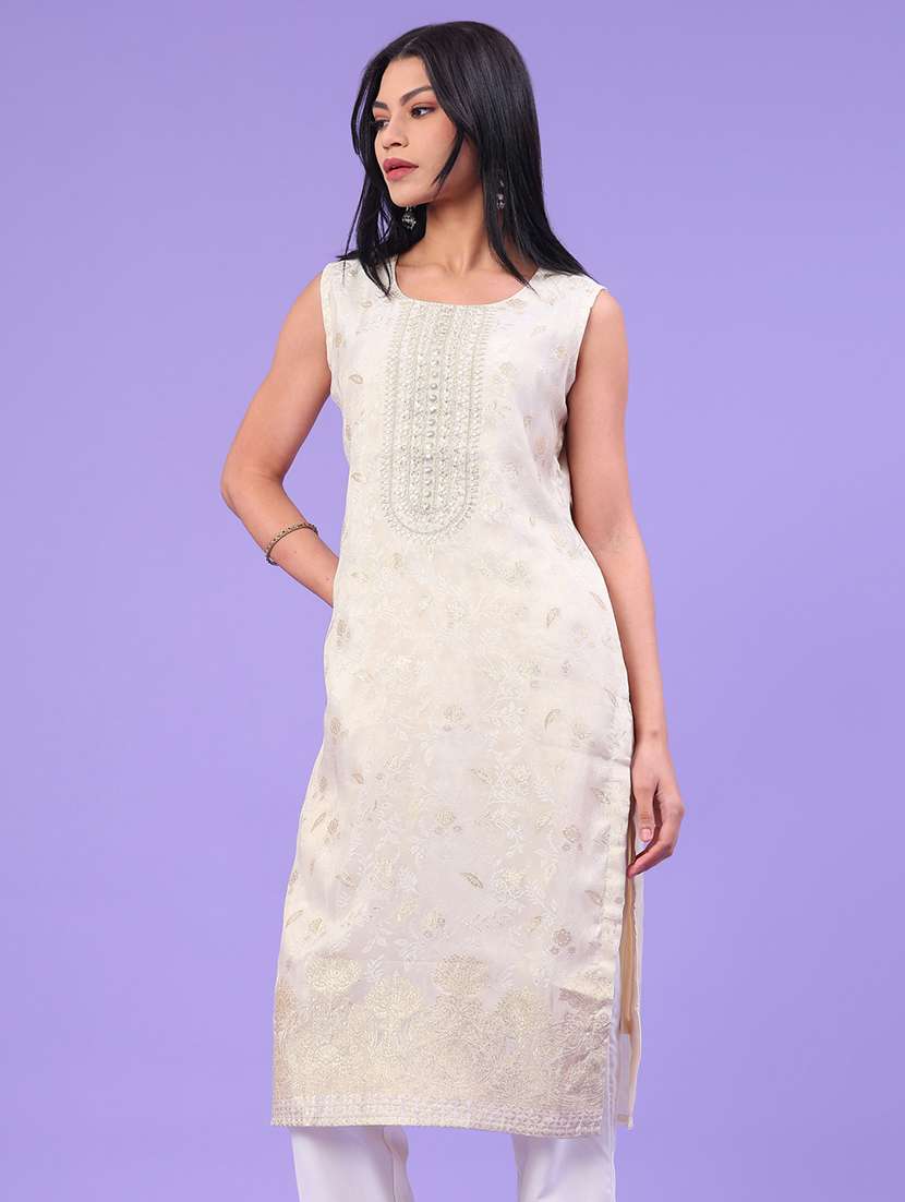 women embellished sleeveless straight kurta - 22246391 -  Standard Image - 2