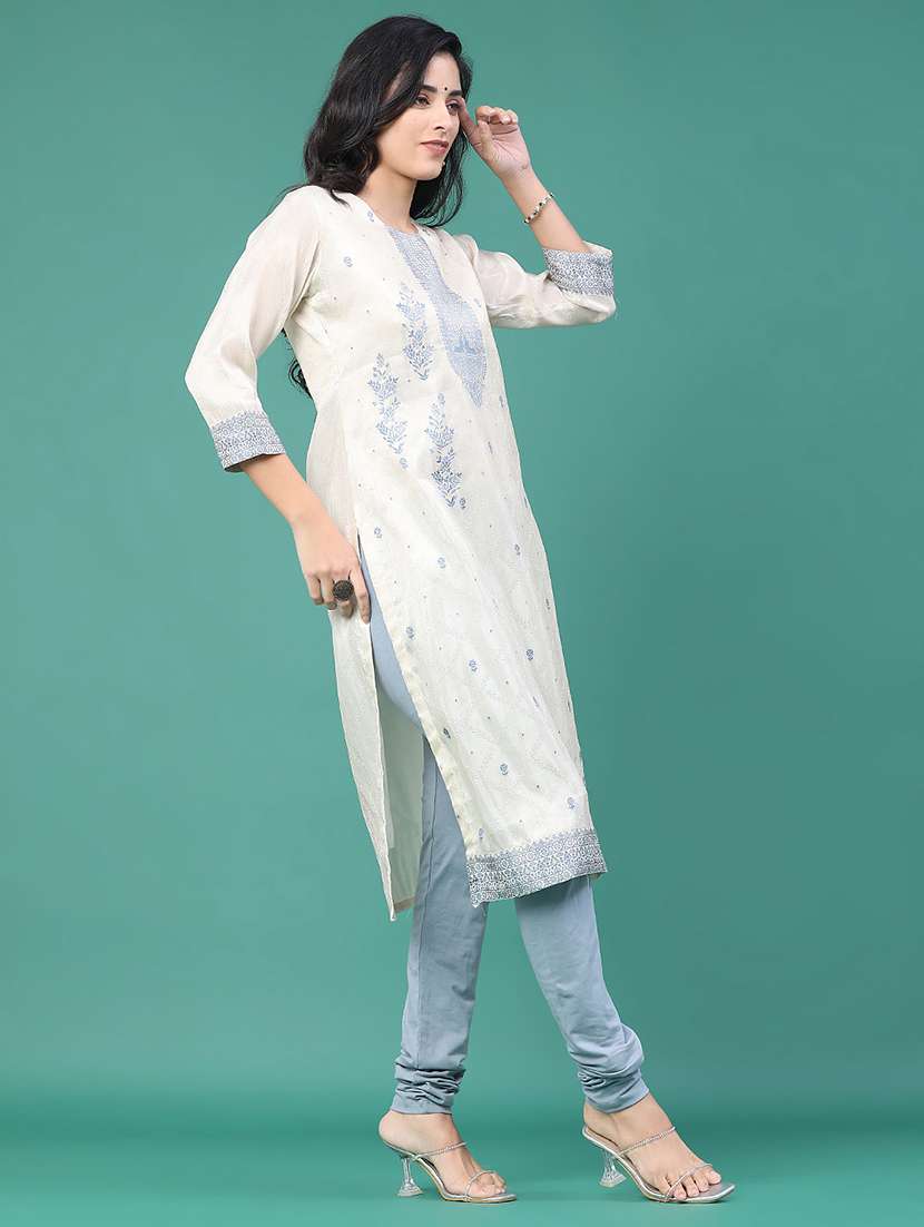 women printed three quarter sleeve kurta leggings set - 22246393 -  Standard Image - 2