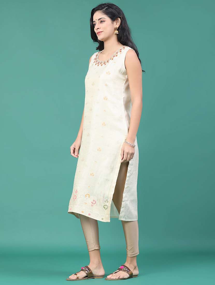 women printed sleeveless kurta leggings set - 22246399 -  Standard Image - 2