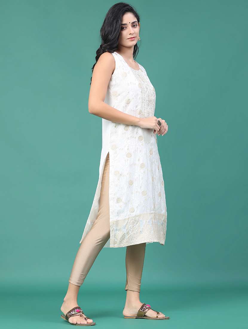 women printed sleeveless kurta leggings set - 22246401 -  Standard Image - 2