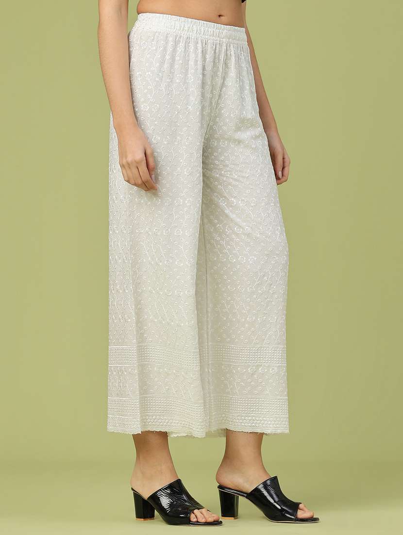women solid with work mid rise flared palazzo - 22246474 -  Standard Image - 2