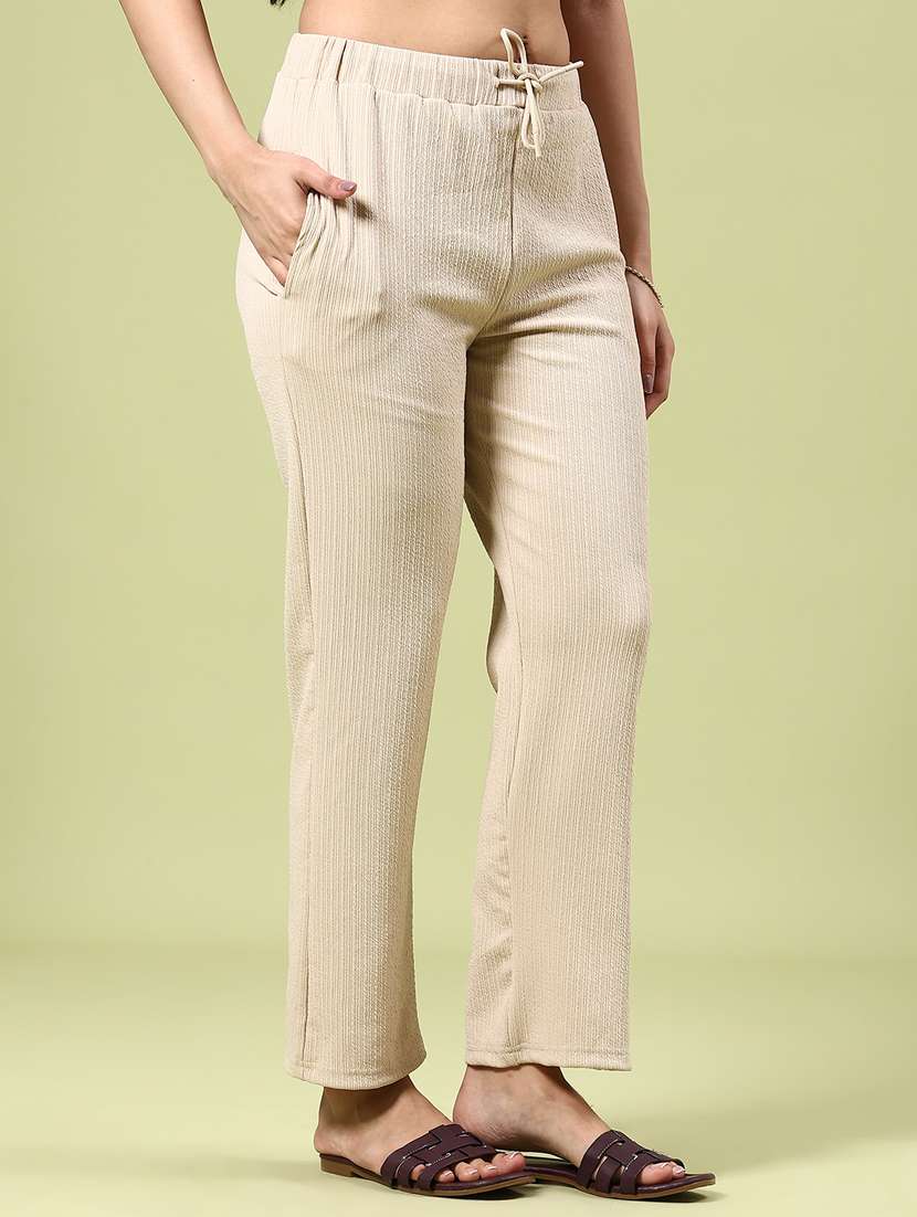 women solid mid rise straight trouser - 22246568 -  Standard Image - 2