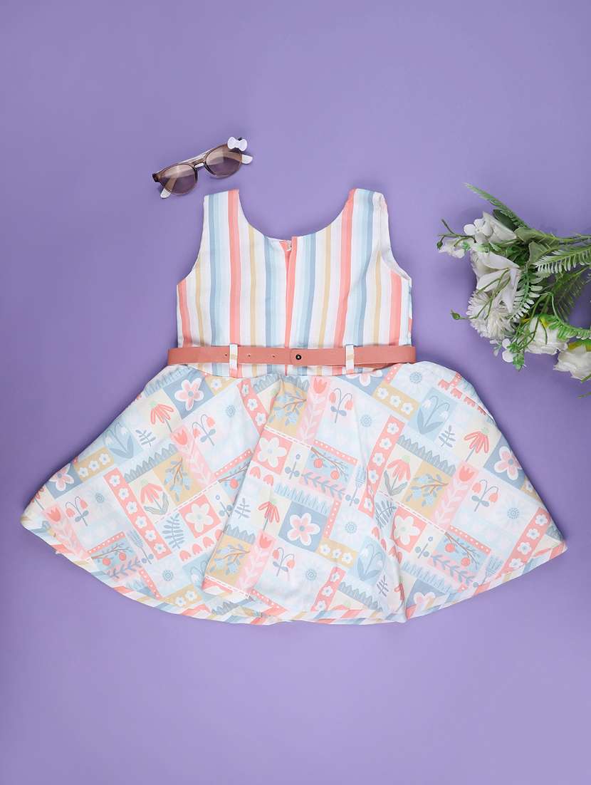 girls printed sleeveless flared frock - 22246569 -  Standard Image - 2