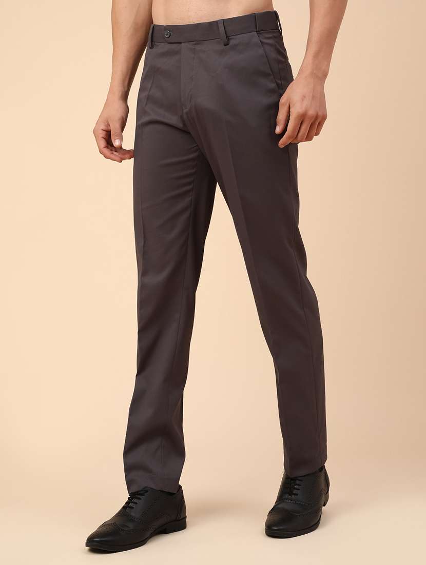 men solid mid rise slim fit formal trouser - 22246637 -  Standard Image - 2