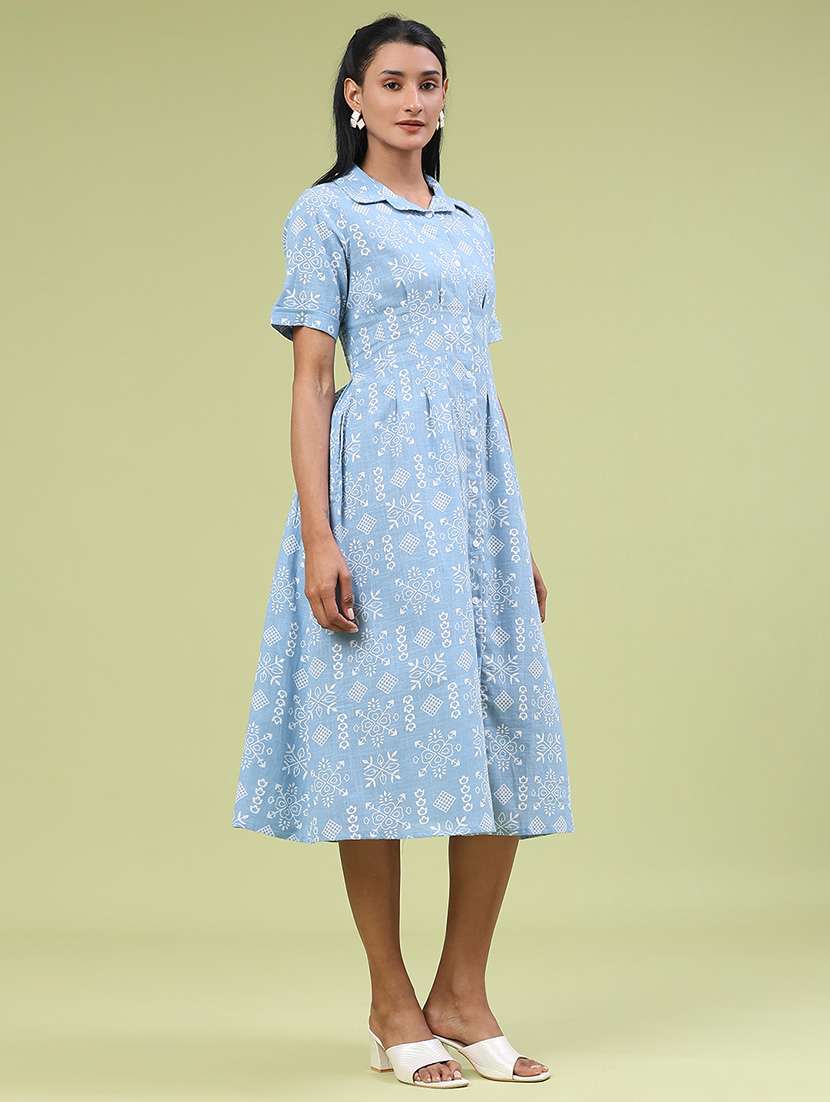 women printed short sleeve a-line ethnic dress - 22246658 -  Standard Image - 2