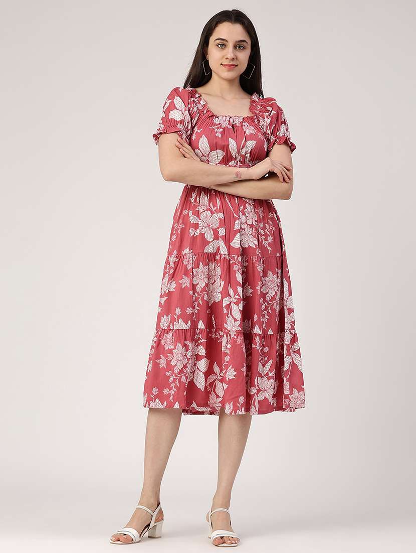 women pink rayon tiered dress dress - 22246663 -  Standard Image - 2