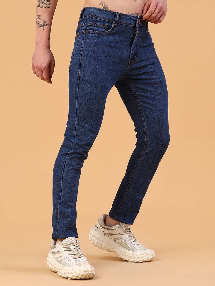 men plain mid rise full length slim fit jeans - 22246693 -  Standard Image - 2