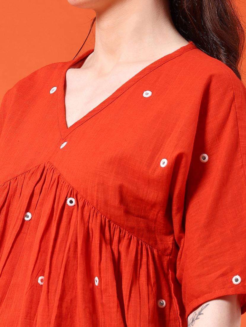 women solid with work v neck peplum top - 22246712 -  Standard Image - 2