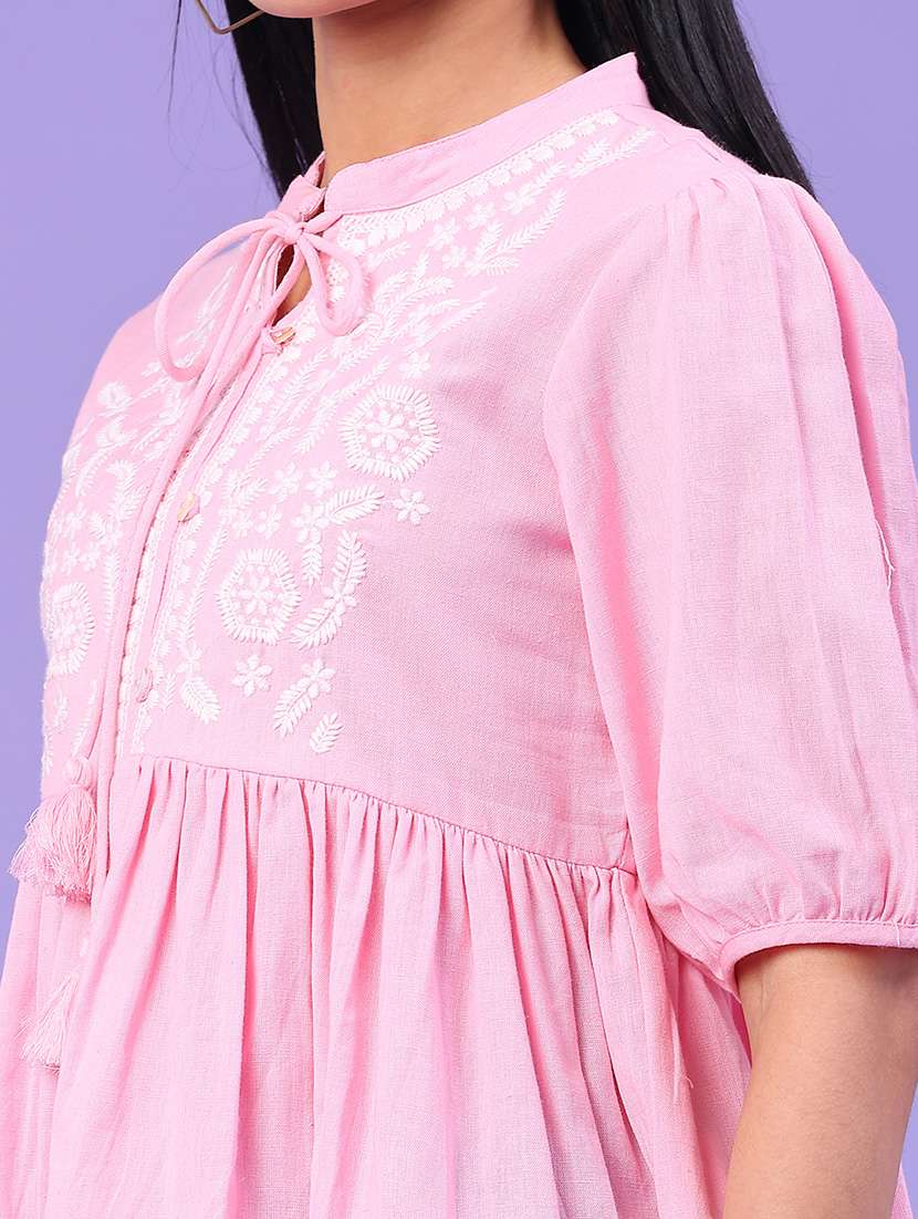women solid with work puff sleeve peplum top - 22246715 -  Standard Image - 2