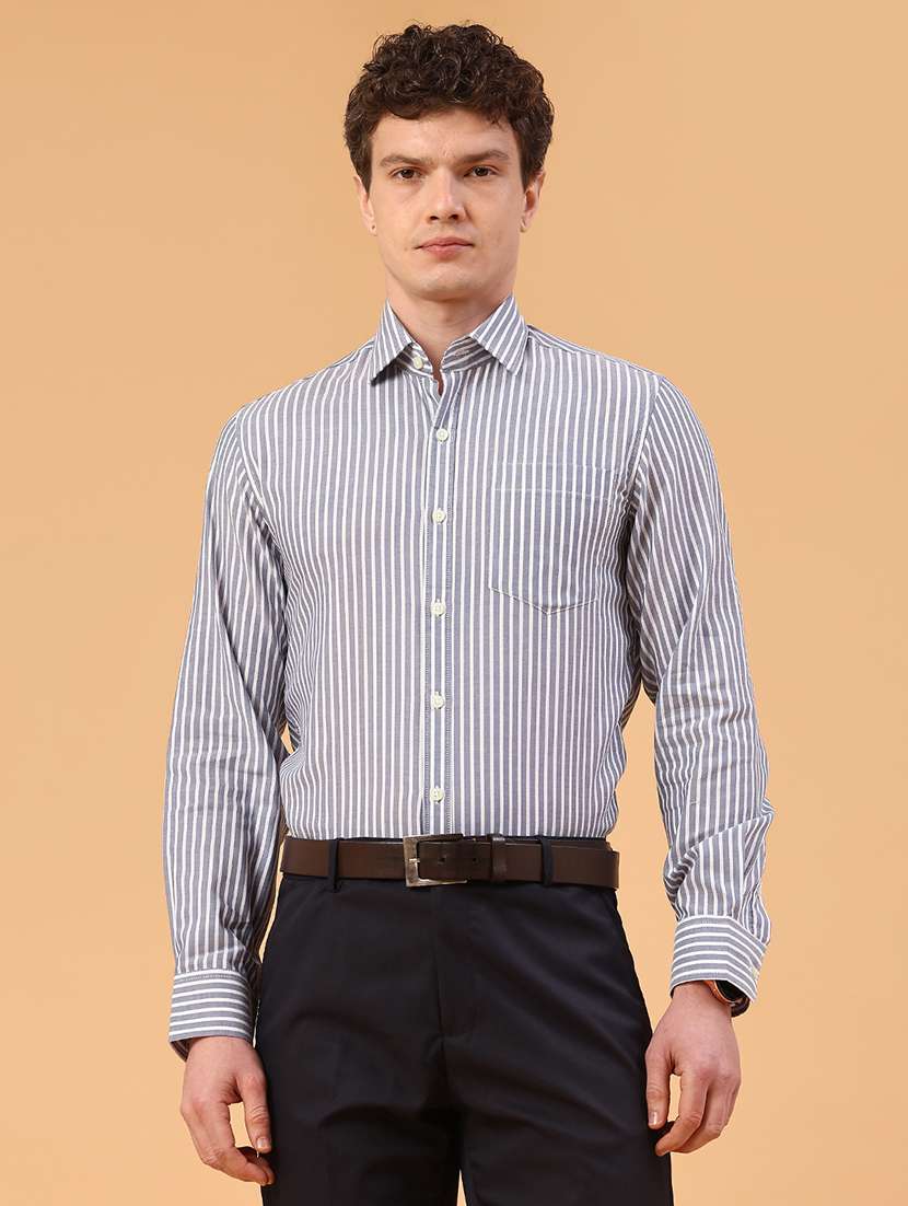 men blue cotton formal shirt - 22246745 -  Standard Image - 2