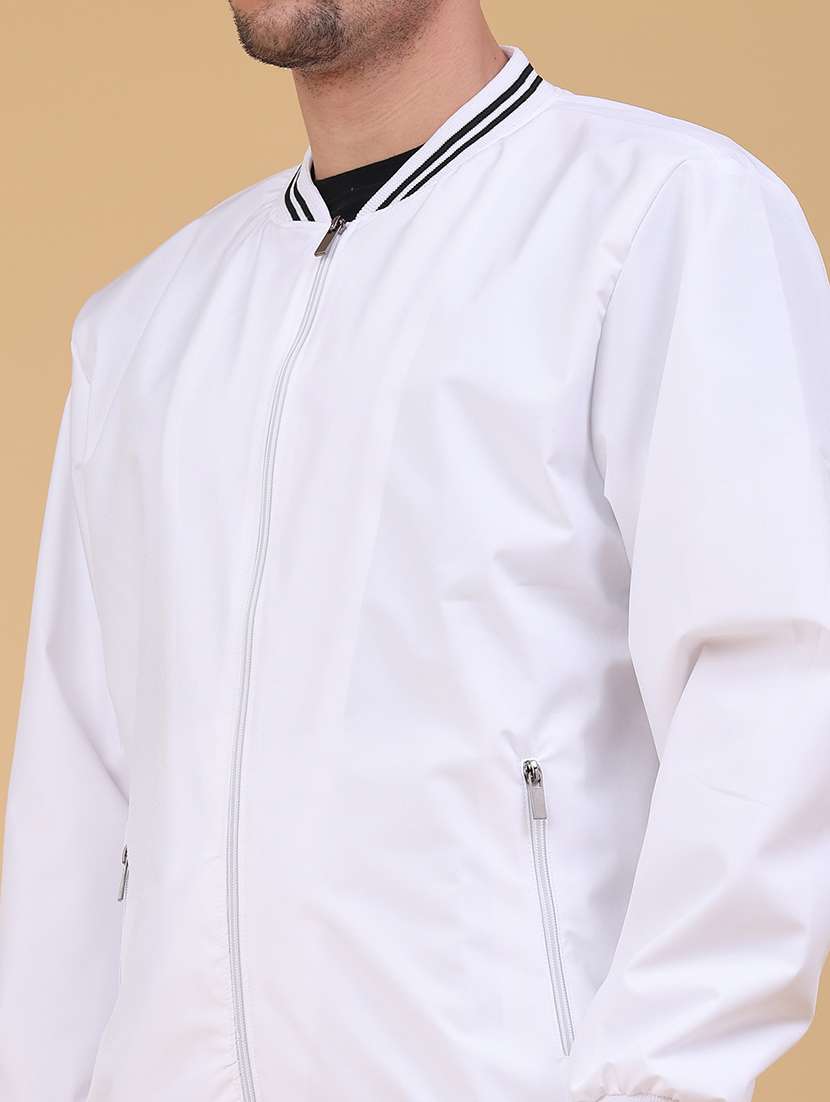 Men White Cotton Varsity Jacket - 22246992 -  Standard Image - 2
