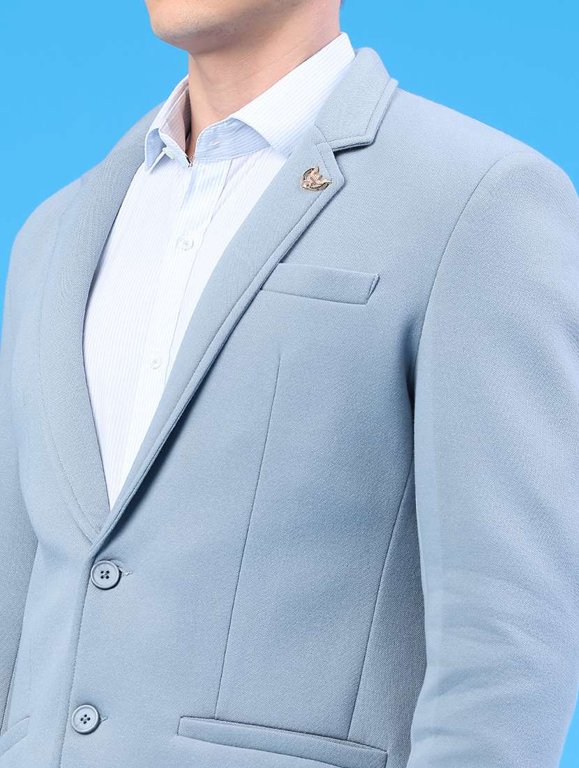 men solid lapel collar single breasted casual blazer - 22246994 -  Standard Image - 2