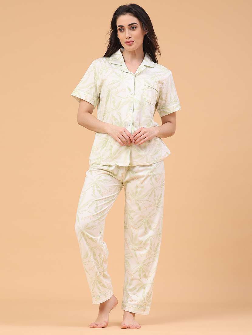 women printed nightwear pyjama set