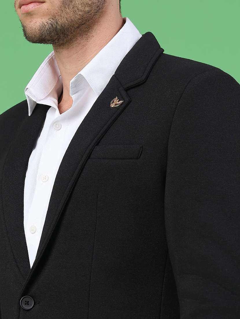 men solid lapel collar single breasted casual blazer - 22247038 -  Standard Image - 2