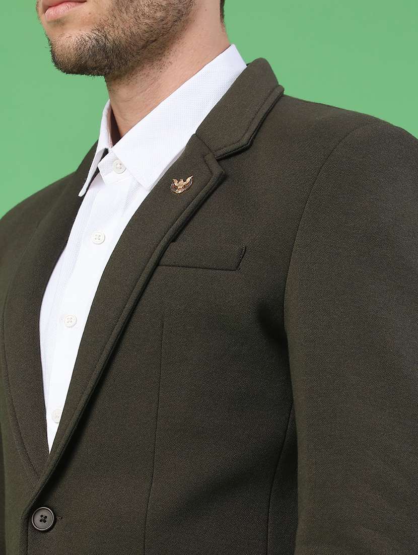 men solid lapel collar single breasted casual blazer - 22247039 -  Standard Image - 2