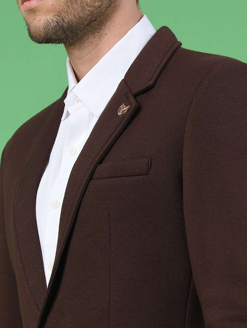 men solid lapel collar single breasted casual blazer - 22247040 -  Standard Image - 2