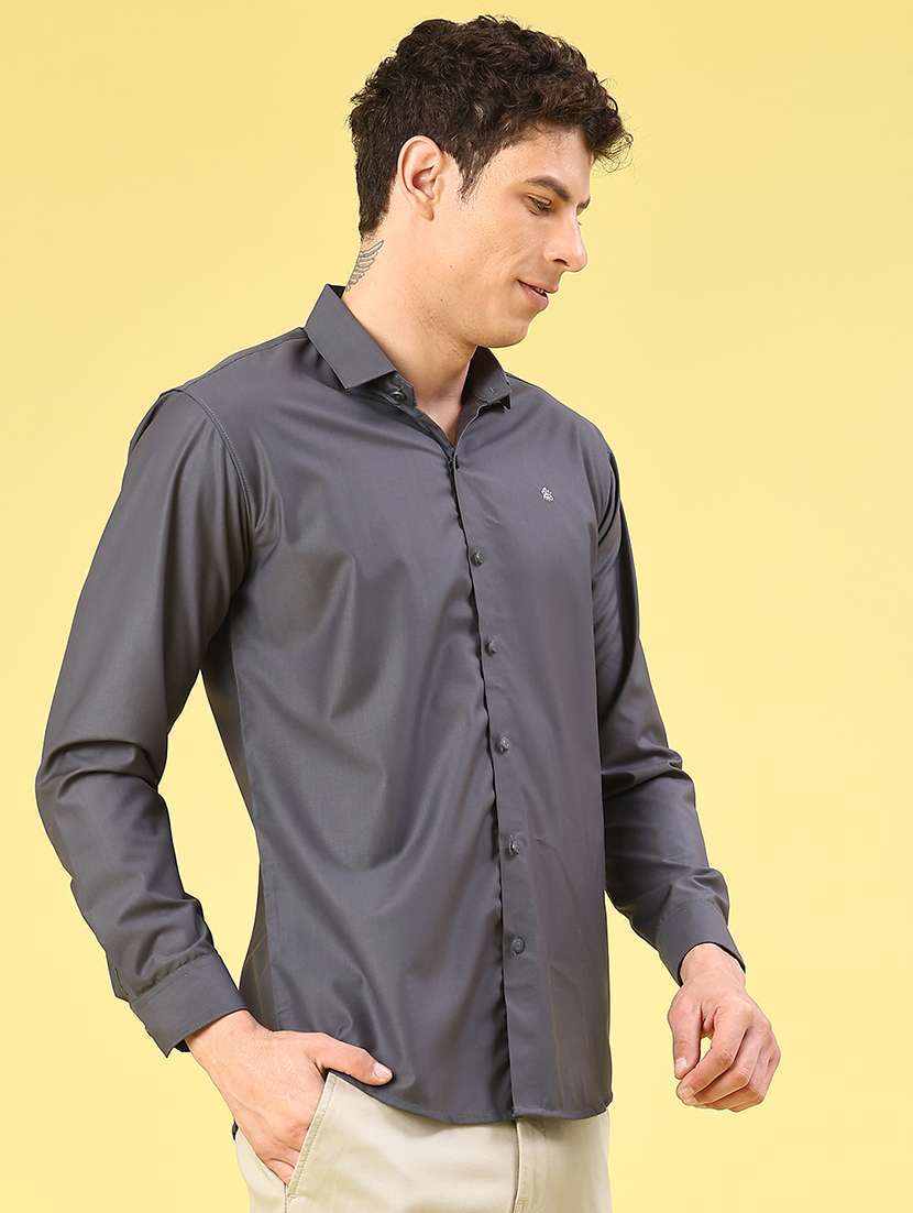 men solid long sleeve slim fit casual shirt - 22247086 -  Standard Image - 2