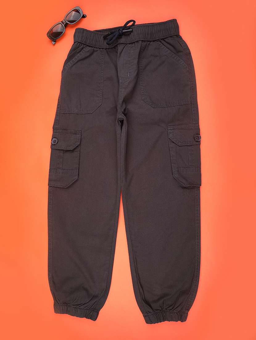 boys solid mid rise cargo jogger
