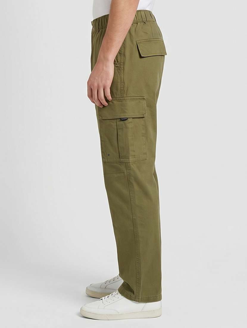 men solid mid rise relaxed fit cargo pant - 22247108 -  Standard Image - 2