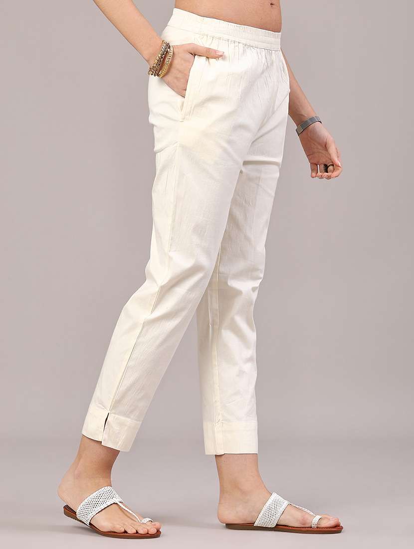 Women Solid Mid Rise Ankle Length Tapered Pant - 22247135 -  Standard Image - 2