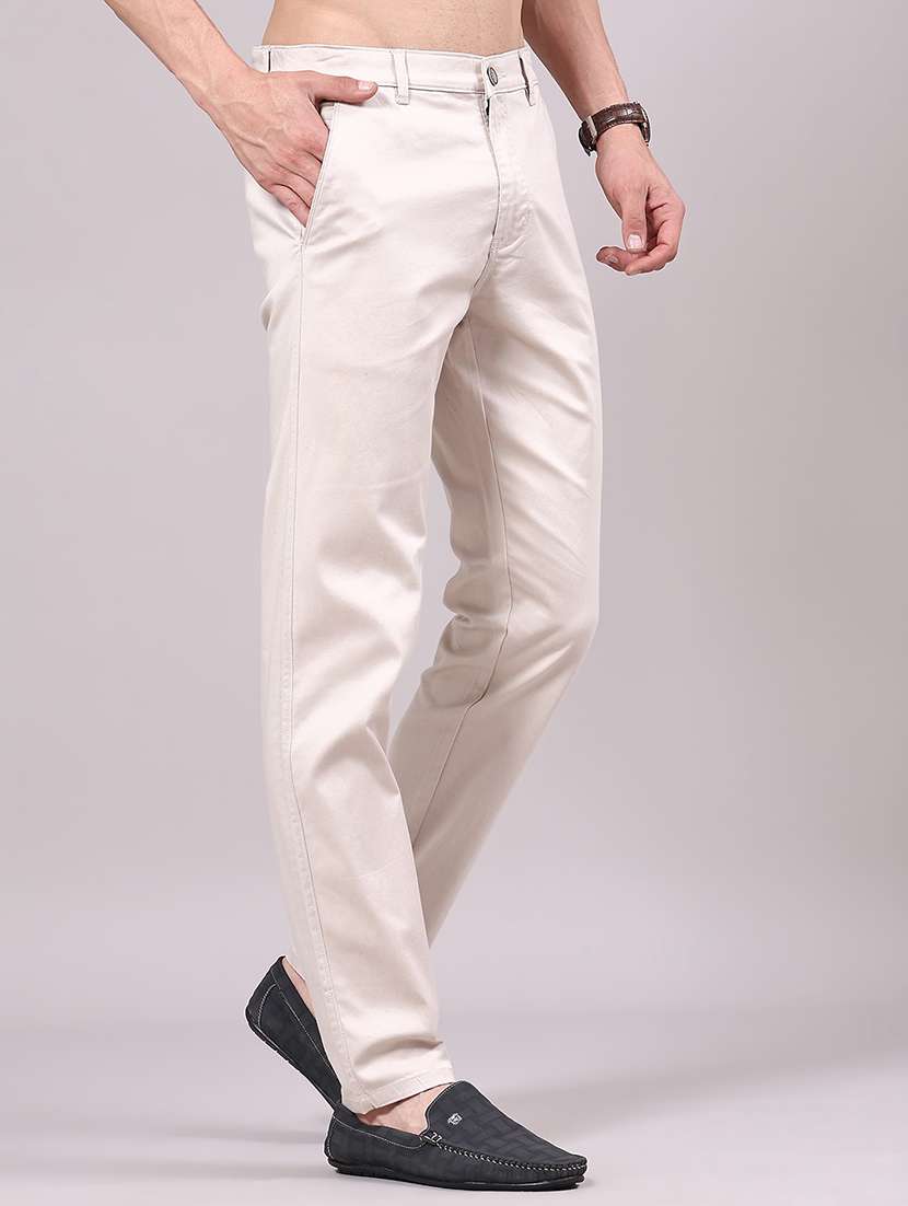 Men Solid Mid Rise Chinos Casual Trouser - 22247454 -  Standard Image - 2