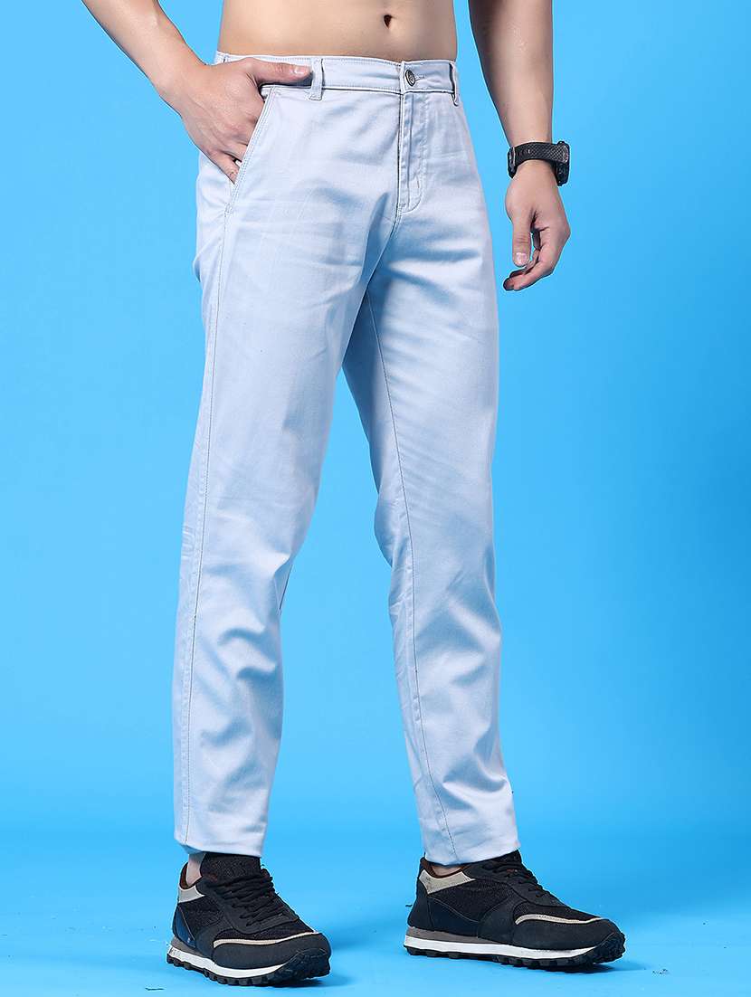 Men Solid Mid Rise Chinos Casual Trouser - 22247455 -  Standard Image - 2