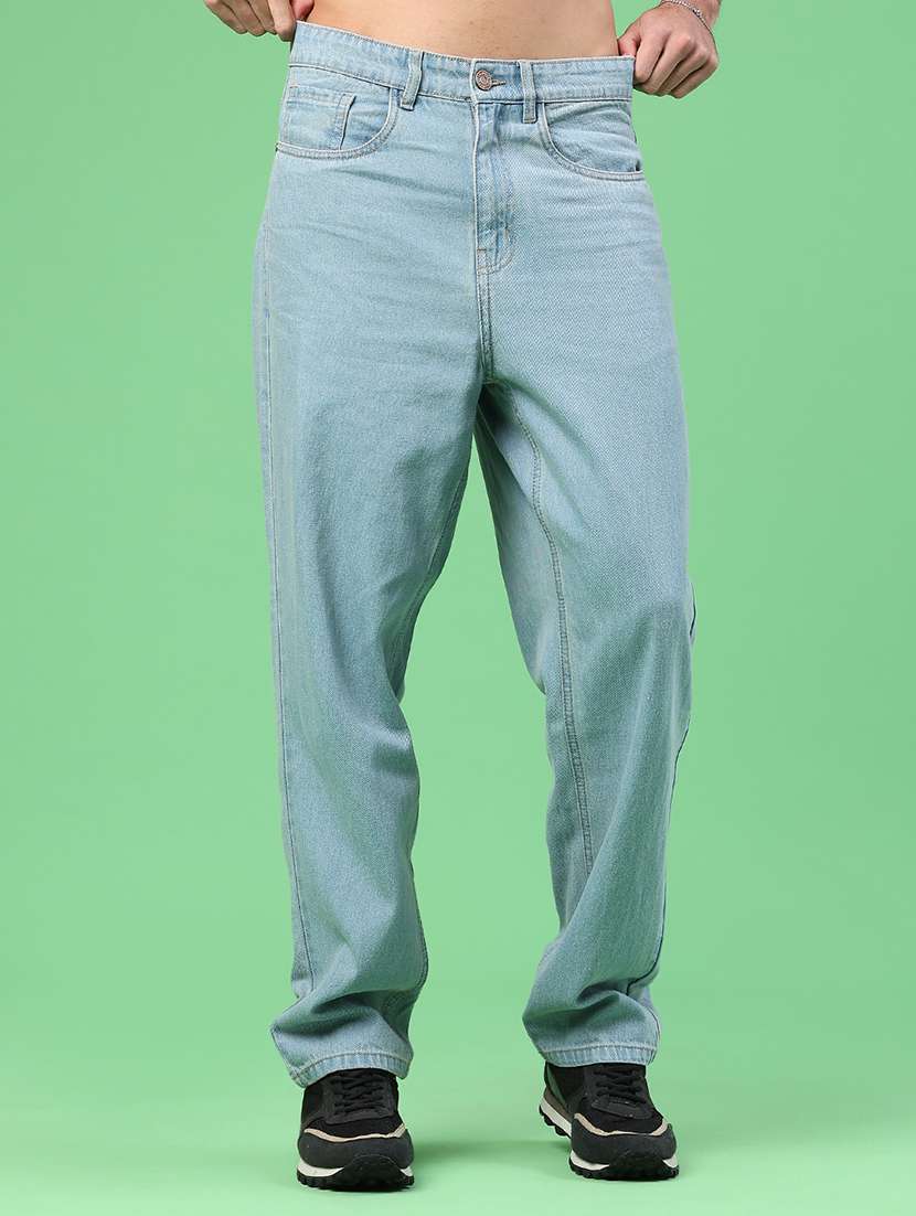 men plain mid rise full length relaxed fit jeans