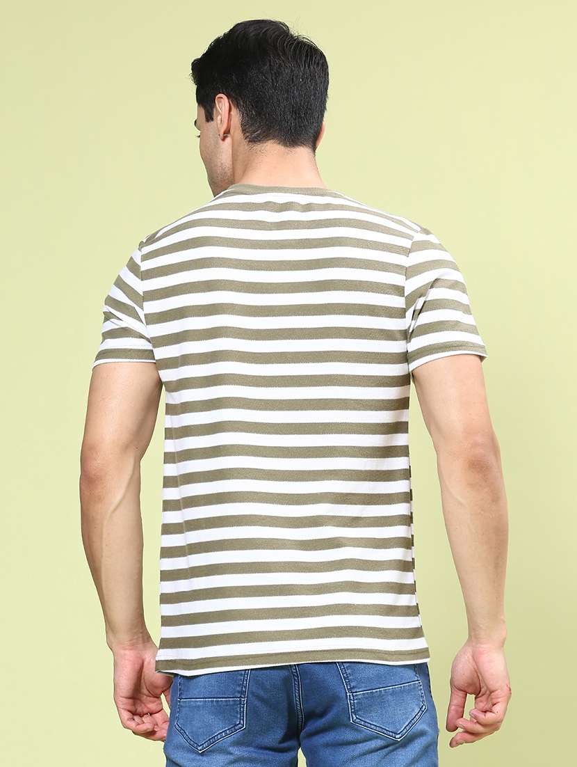 men brown stripes cotton blend plain t-shirt - 22247468 -  Standard Image - 2