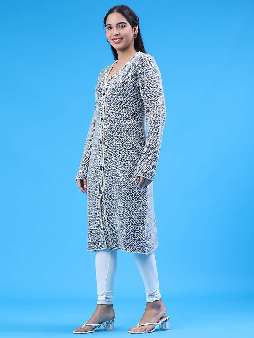 Women Self Design Long Sleeve Cardigan - 22247770 -  Standard Image - 2
