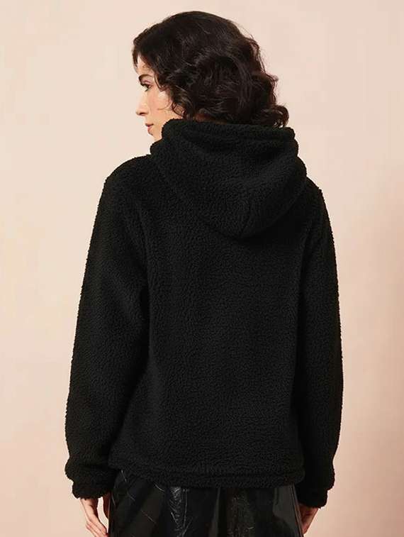 women solid long sleeve hooded sweatshirt - 22248289 -  Standard Image - 2