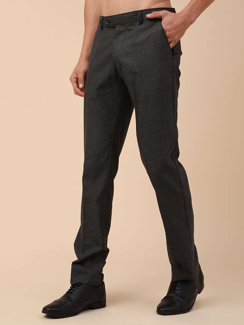 men solid mid rise slim fit formal trouser - 22248410 -  Standard Image - 2