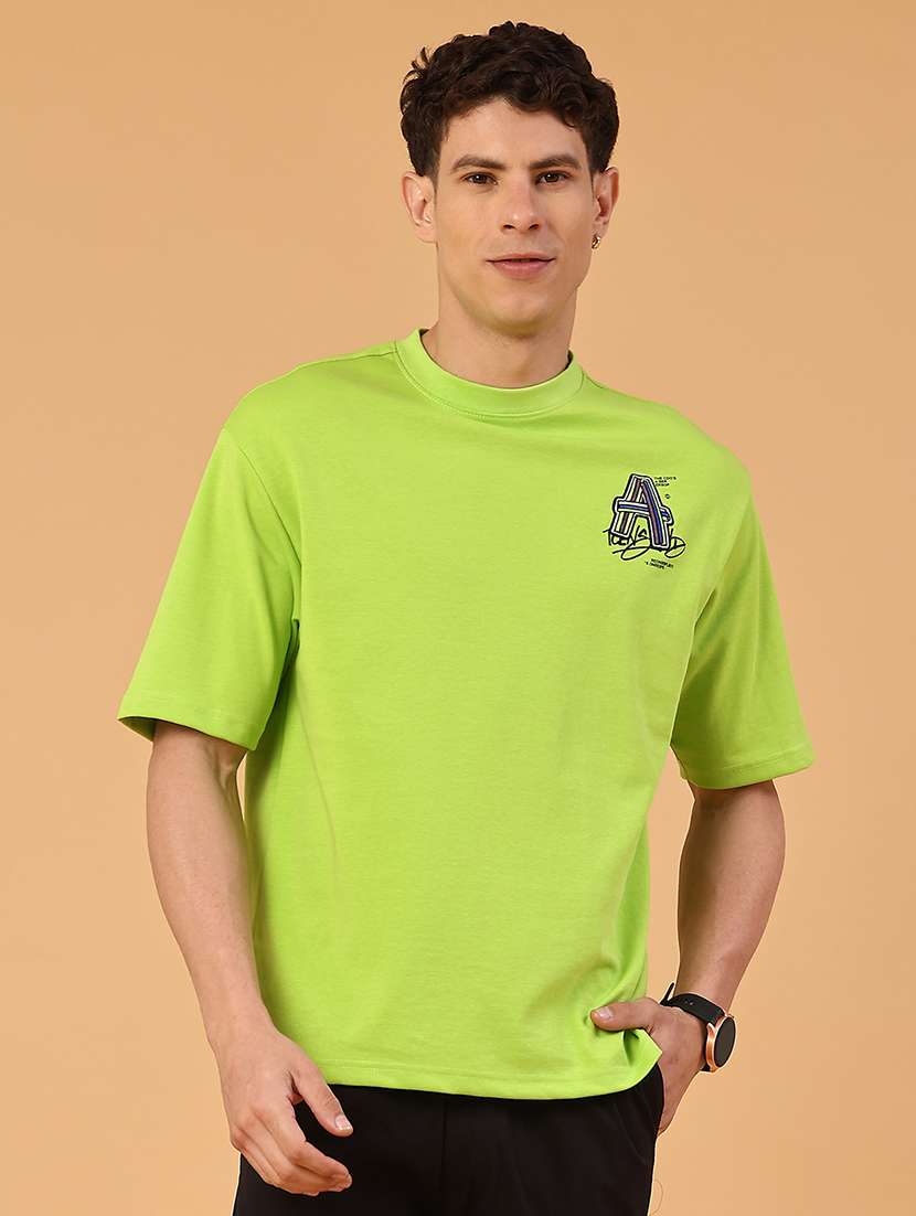men green cotton blend plain t-shirt - 22248418 -  Standard Image - 2
