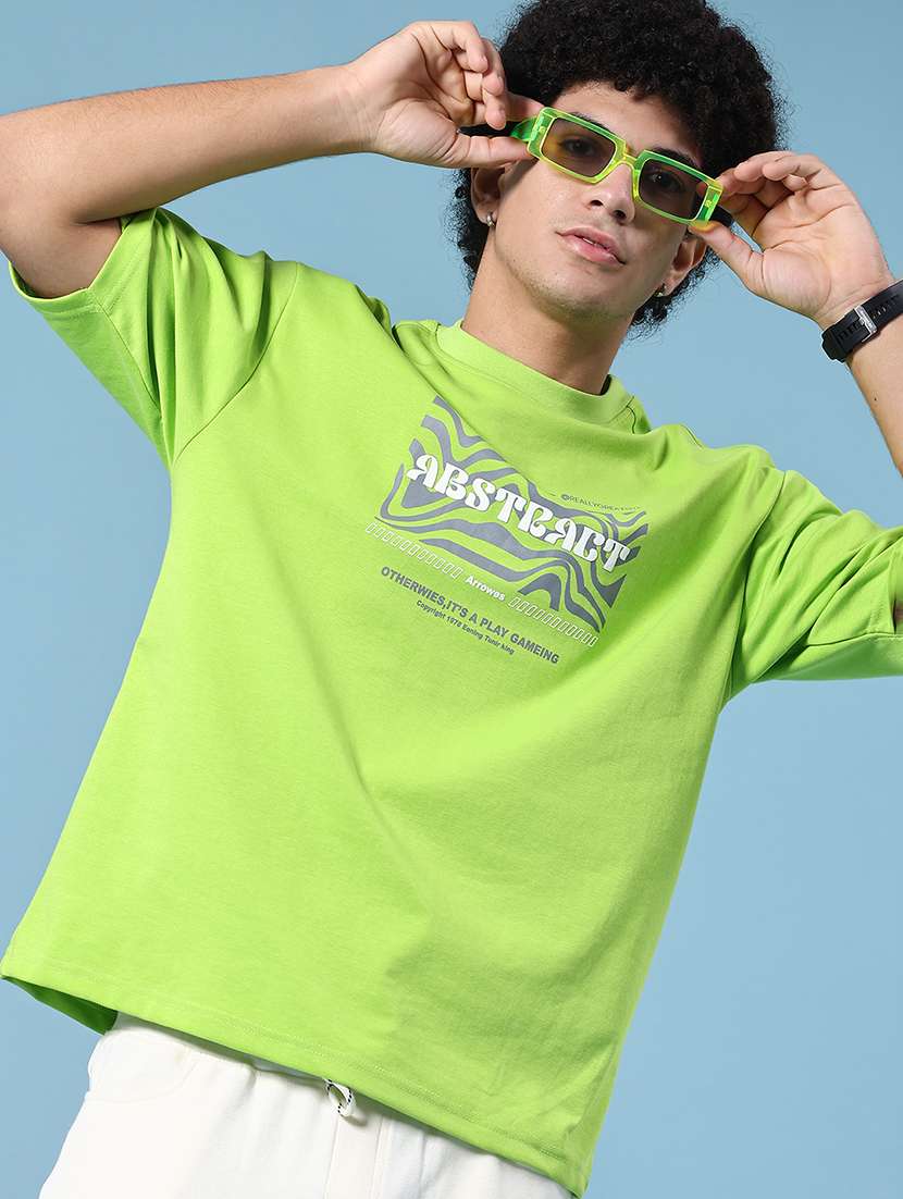 men printed short sleeves oversized t-shirt