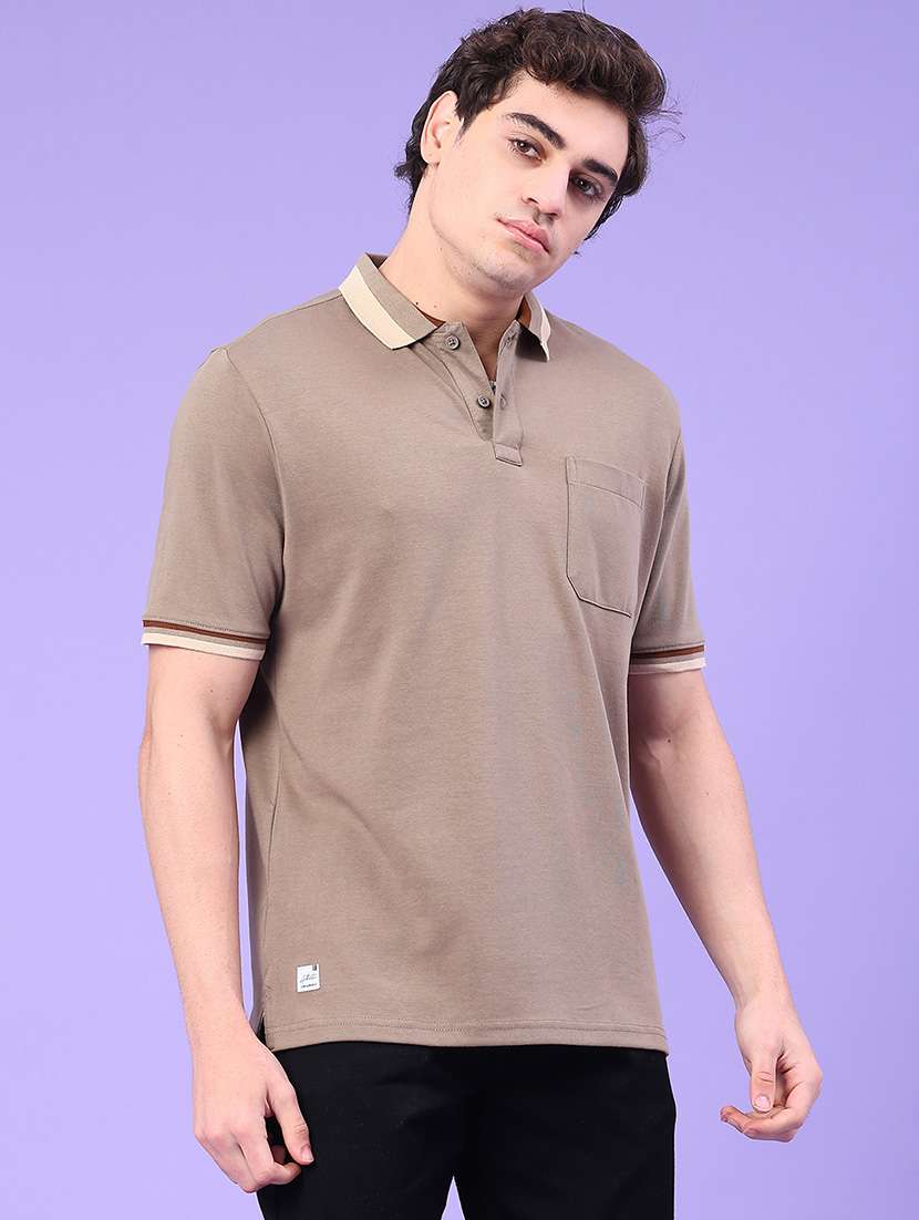 Men Solid Short Sleeve Regular Fit Polo T-shirt - 22248493 -  Standard Image - 2