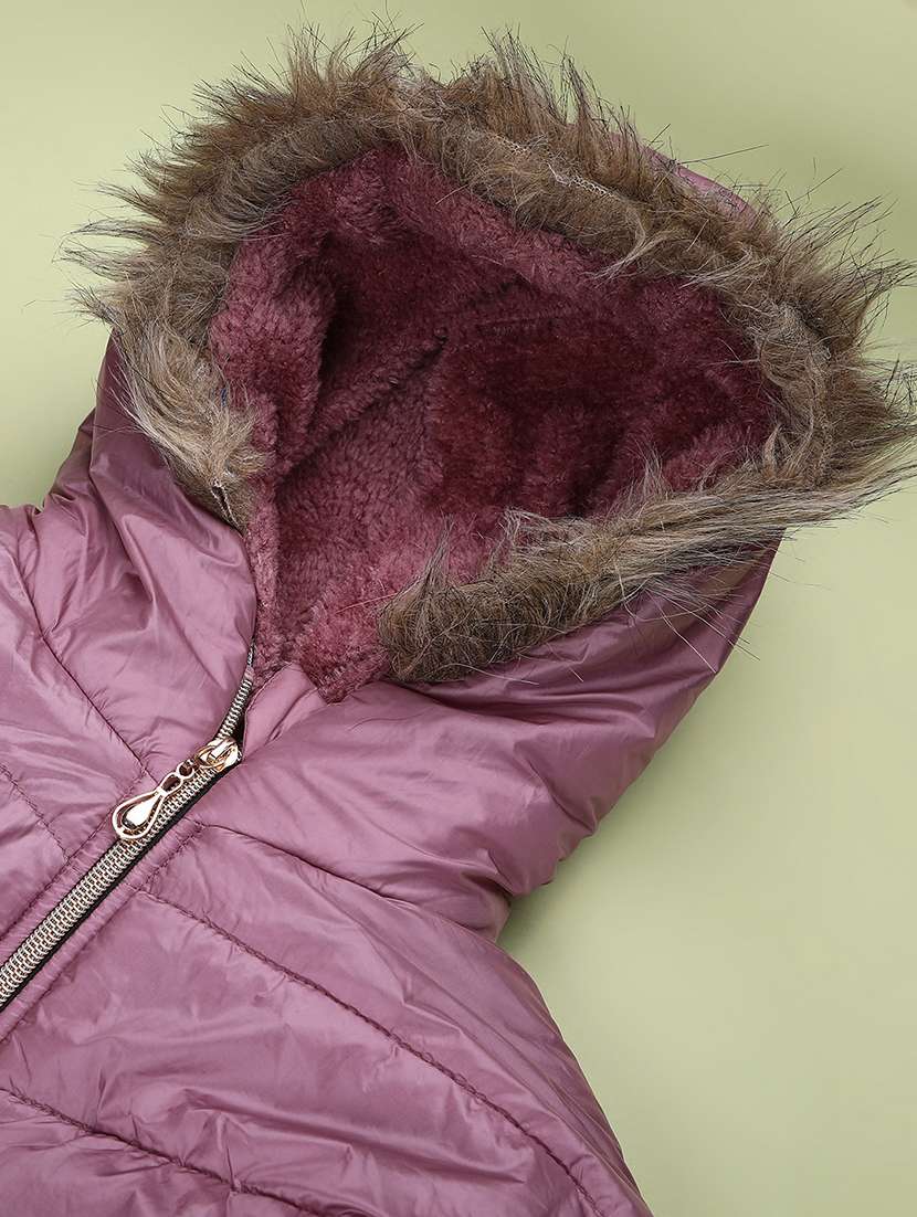 girls solid long sleeve quilted jacket - 22248505 -  Standard Image - 2