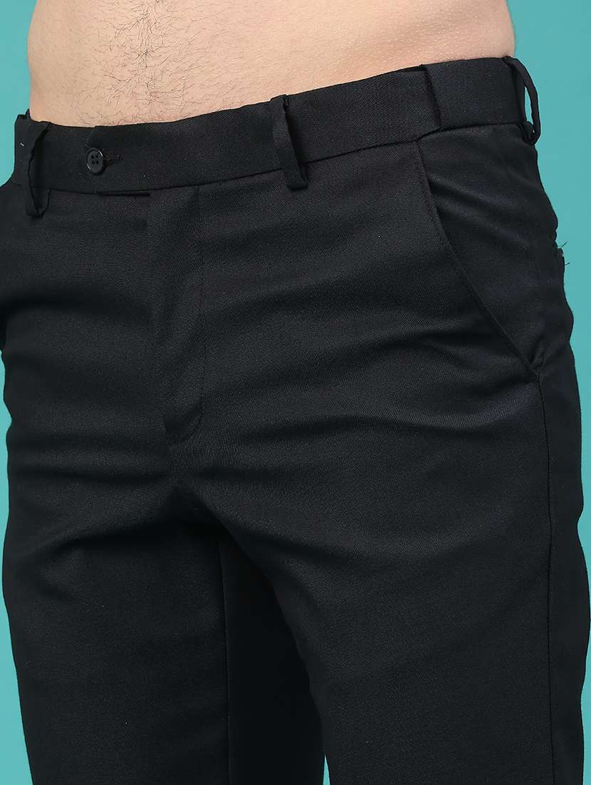 men black viscose flat front trousers formal trouser - 22248579 -  Standard Image - 2