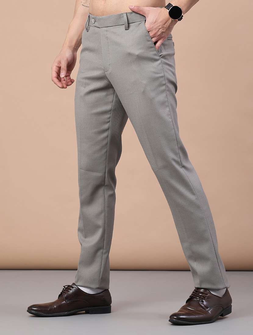 men solid mid rise flat front formal trouser - 22248581 -  Standard Image - 2